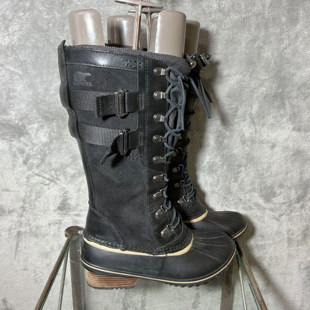Sorel Conquest Carly Womens Tall Waterproof Snow Boots Black 7.5